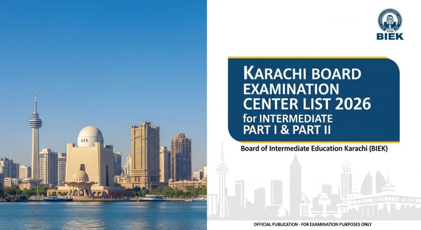 Karachi Board Examination Center List 2026 PDF for Intermediate Part I & Part II