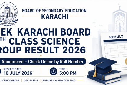 BSEK Karachi Board 10th Class Science Group Result 2026 announced for SSC Part-II students, check online by roll number